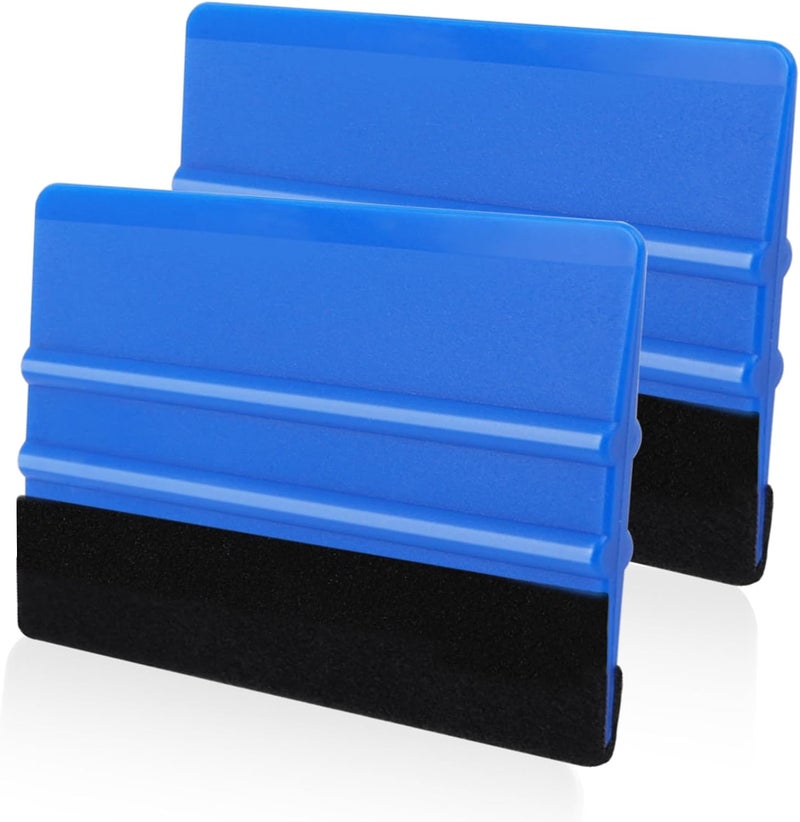 WRAPXPERT Blue Felt Squeegee,2 Pcs Squeegee for Vinyl,Medium Hardness Vinyl Squeegees Scraper Tool Kit for Crafts Car Wrap Window Tint Wallpaper Glass Film Application - Image 1